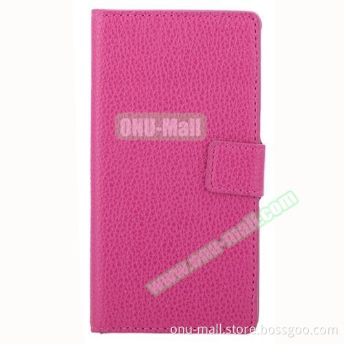 Cheap Price Litchi Texture Wallet Style Flip Stand Leather Case for WIKO RIDGE 4G